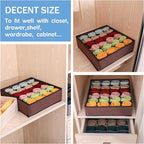 Foldable Storage Cubes Drawer Underwear Organizer Dividers， under Cabinet Organizer 24-Cell Fabric Storage Boxes for Lingerie,Socks,Ties （Coffee）