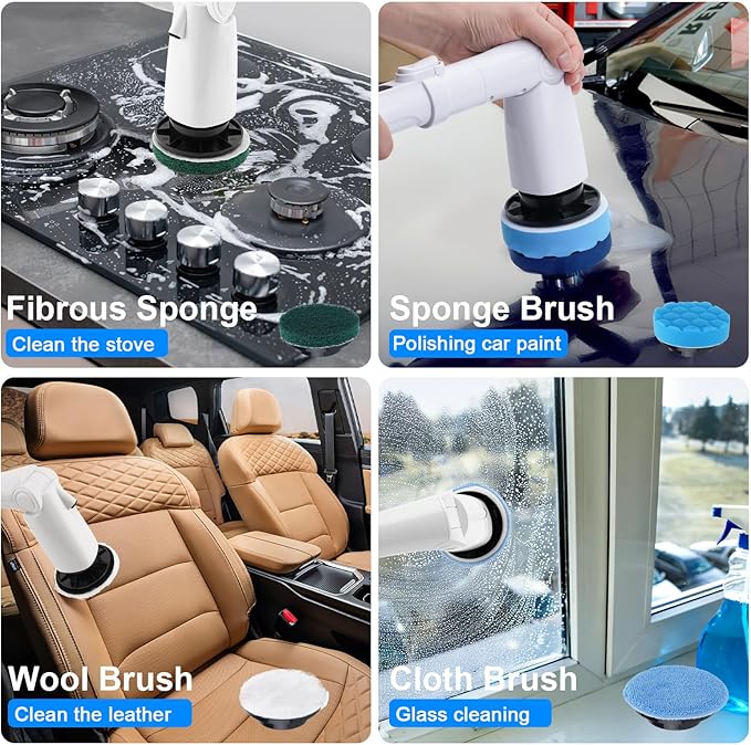 Electric Spin Scrubber Brush Heads Set, 12 Pack Replaceable Brush Heads for Cordless Power Scrubber, for Household Cleaning Brushes Kitchen Bathroom Floor Tile Car