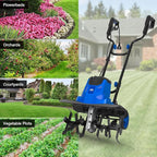 BILT HARD 14-Amp 18-Inch Electric Tiller Cultivator, 8'' Tilling Depth Corded Garden Rototiller, 6 Steel Front Tines Roto Tillers with Adjustable Wheels & Foldable Handle for Garden Lawn Soil Digging