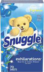 Snuggle Fabric Softener Dryer Sheets, Blue Iris & Ocean Breeze, 70 Count