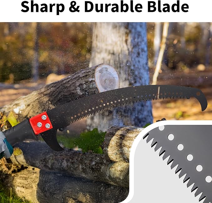 VINGLI 24ft Manual Pole Saws, Extendable Tree Trimmers Long Handle Pruner, Sharp Steel Blade and Scissors, Long Tree Pruner with Lightweight 7 Fiberglass Handles for Pruning Palms and Shrubs
