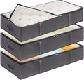 Lifewit 95L 3 Pack Under Bed Storage Containers, Large Capacity Blanket Storage Bags with Reinforced Handle, Organization and Storage for Comforters, Sheets, Clothes, Bedroom, College Dorm, Grey