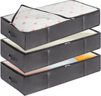 Lifewit 95L 3 Pack Under Bed Storage Containers, Large Capacity Blanket Storage Bags with Reinforced Handle, Organization and Storage for Comforters, Sheets, Clothes, Bedroom, College Dorm, Grey