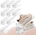 FENRUNXU 10 Pack Transparent Shoe Stacker,Shoe Slots Organizer for Closet, Shoe Display Space Saver,Adjustable Shoe Rack Organizer Holder for High Heels,Sneakers(Transparent)