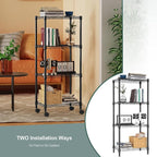 M MZG 4-Shelf Adjustable Heavy Duty Steel Wire Rack, Adjustable Storage Shelving Unit with Wheel for Kitchen, Garage, Laundry Black 11.8" D x 17.7" W x 40.8" H