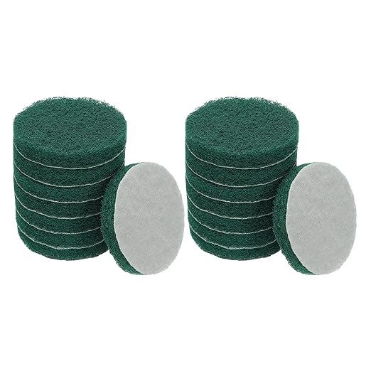 Power Scrub Pads, Scrubbing Pads 180 Grits Scouring Discs - Fitting for (Home Kitchen Cleaning - Drill Attachment - Scrubber Replacement) 16 Pcs & 4 Inch & Green