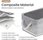 Storage Baskets for Shelves 13.8x9.8x6.7 Inch-Foldable Fabric Organizing Storage Bins with Handles, Closet & Bathroom Organizer, Home Storage for Kitchen, Office (6-Pack, Gray)