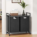 Kitstorack Laundry Basket Organizer, Laundry Hamper with Shelf & 2 Pull-Out Removable Bags, Dirty Clothes Hamper Organizer for Laundry Room Bathroom and Dorm, 2 x 11.8 gallons (44.5L)