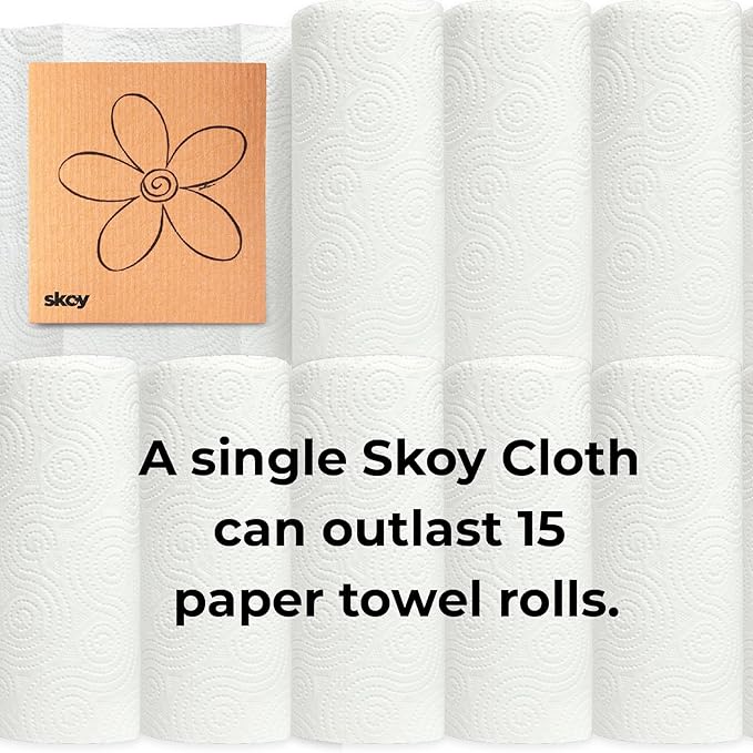 Skoy Cloth, 8-Pack Versatile Swedish Dishcloths for Kitchen and Household Use, Reusable Cleaning Cloths, Planet-Friendly, Dishwasher and Dryer-Safe, Blue