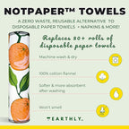 Reusable Paper Towels - 10 Pack - Roll of Washable Cotton Cloth Paper Towels - Paperless Reusable Napkins Cloth Washable - Absorbent + Long Lasting - Zero Waste Products - (Valencia)