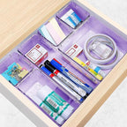 StorMiracle 23 PCS Drawer Organizer Set, 5 Varied Size Bathroom and kitchen Drawer cabinet organizer Trays, Clear Storage Bins for Makeup, Jewelry, Utensils and Gadgets, Purple