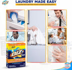 Biz Laundry Detergent Powder, Stain and Odor Eliminator for Tough Stains Like Grass Sweat and Chocolate, Powder Laundry Detergent with 4 Stain Fighters, Color Safe, Unscented, 2 Pack, 75 Oz Total