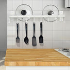 Dseap Pot Rack - Pots and Pans Hanging Rack Rail with 8 Hooks, Double Bars, Pot Hangers for Kitchen, Wall Mounted, White