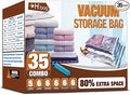 Vacuum Storage Bags, Space Saver Vacuum Seal Storage Bags 35-Pack Sealer Bags for Clothes, Clothing, Bedding, Comforter, Blanket (35C)