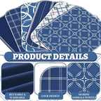 36 Pack Geometric Vintage Reusable Cleaning Cloths Washable Cotton Kitchen Towels for Home (Blue)