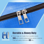 HOMESURE 8 Pack Large Strong Moving Bags with Zippers & Carrying Handles - Water-Resistant - Heavy Duty Storage Tote for Space Saving, Fold Flat, Alternative to Moving Box (Sky Blue)