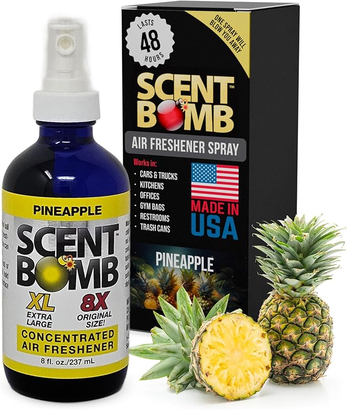 Scent Bomb Air Freshener Spray, Long-Lasting Odor Eliminator for Home & Car, Effective Deodorizer Spray for Kitchen, Bathroom, Fresh Room Spray & Smell Neutralizer, Pineapple