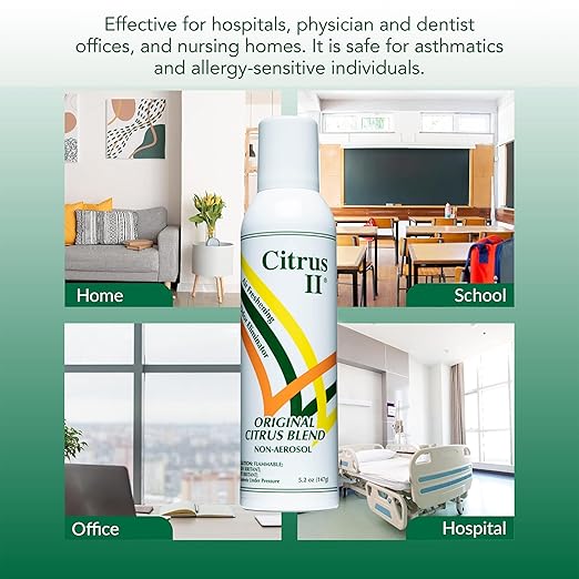 Citrus II Deodorizing Spray - Air Freshener and Odor Eliminator - for Home and Facilities - Original Citrus Blend Scent - 5.2 Oz.