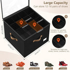 Vincona Shoe Organizer for Closet,2 Pack Shoe Storage Bins Foldable Shoe Storage Box Containers with Clear Cover and Sturdy Handles,Shoe Rack for Closet Storage for Sneakers Heels Slippers (Black)