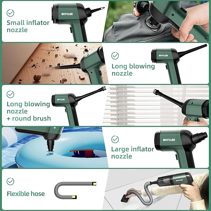 3 in 1 Car Vacuum Portable Cordless, 12000PA Strong Suction, 2 Suction Modes, Rechargeable with Type-C, Handheld Vacuum for Car, Office, Home, Pet