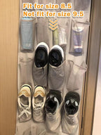Amazon Basics 24 Medium Mesh Pocket Over-the-Door Hanging Shoe Organizer, Space Saving Shoe Storage, Light Grey | Over-the-Door, 24