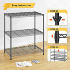 DurayLoly Storage Shelves Adjustable Wire Shelving Metal Wire Rack Shelving Unit Storage Shelf for Kitchen Laundry Room Pantry Closet Bathroom 24" W x 30" H x 14" D Black,2pc