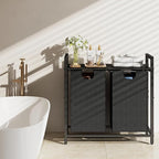 Kitstorack Laundry Basket Organizer, Laundry Hamper with Shelf & 2 Pull-Out Removable Bags, Dirty Clothes Hamper Organizer for Laundry Room Bathroom and Dorm, 2 x 11.8 gallons (44.5L)