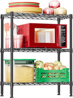 IZEUK 3-Tier Heavy Duty Steel Storage Shelves, Metal Shelf Wire Shelving Rack for Pantry, Kitchen, Home or Office Organization (29.5" W x 13.8" D x 35.5" H, 750LBS, Black)