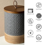 Miamolo Ceramic Jar with Lid Airtight, Coffee Canister Kitchen Food Storage Jars for Spice Sugar Salt, Coffee Bar Accessories Decorative Container for Countertop - Gray & 42 fl.oz
