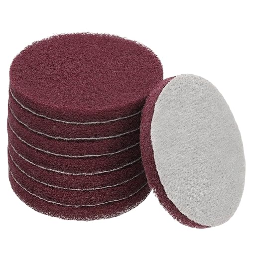 Power Scrub Pads, Scrubbing Pads 800 Grits Scouring Discs - Fitting for (Home Kitchen Cleaning - Drill Attachment - Scrubber Replacement) 8 Pcs & 4 Inch & Dark Red