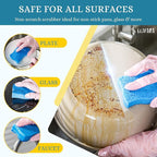 Kitchen Sponges – 12 Pack – Non-Scratch Dual-Sided Cellulose Scrub Sponges for Dishes, Pots, and Pans – Durable, Absorbent, and Reusable (Dark Blue/Light Blue)