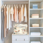 Large Storage Bins with Linen Collapsible Foldable Storage Cubes Fabric Closet Organizer Containers box with Flip-Top Lid for Home Bedroom Office 16.7 x 12.6 x 11.8in (Pattern Color Bird Tree Fruit)