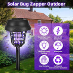 Solar Bug Zapper Outdoor Waterproof Solar Powered Mosquito Zapper Repellent Outdoor Patio,Cordless & Auto On/Off Small Fly Insect Zappers for Garden Backyard Gnat Bug Lamp for Outside,Pack of 4