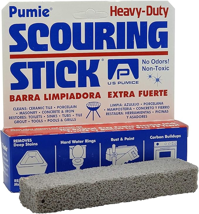 PUMIE Pumice Scouring Stick (1 Pack) - Extra Strong, Heavy Duty Pumice Cleaning Stone for Bathroom, Kitchen, Grill - Scouring Stick for Cleaning Pool, Rust, Stains & Hard Water Rings