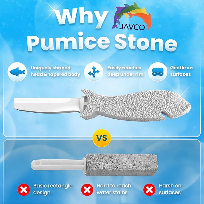 Pumice Stone for Cleaning with Handle (4 Pack) – Scrubbing Stone for Porcelain, Ceramic and Tile, Pumiceshark for Toilet Cleaning (4, Value Pack)