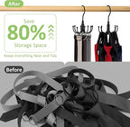Belt Hanger, 2 Pack Rotatable Belt Organizer Rack for Closet Sturdy Max 48 Belts Storage with 16 Hooks, Hanging Space Saving Closet Organizers for Belts Holder, Black
