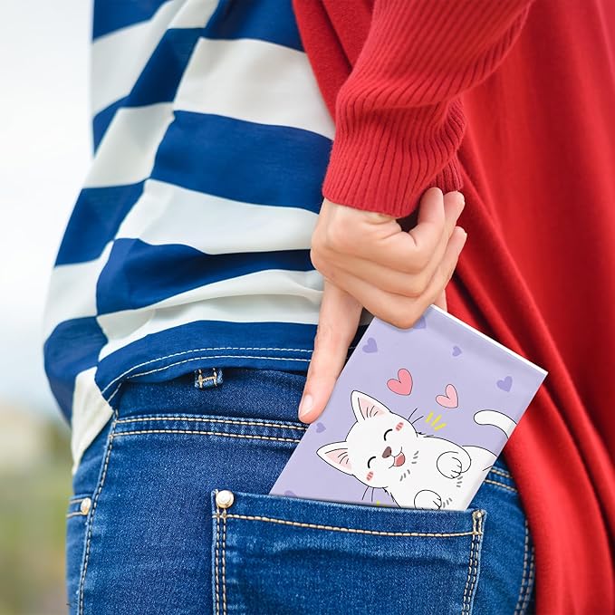 PerKoop 100 Pack Pocket Tissues Travel Slim Packs Small Facial Tissues Wallet Size Toilet Paper for Travel Guest Wedding Supplies, 4 Styles(Cat)