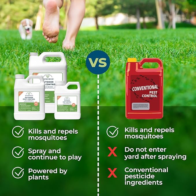 Wondercide - Outdoor Pest Control Spray Concentrate with Natural Essential Oils - Mosquito, Ant, Roach, and Insect Killer, Treatment, and Repellent - Safe Around Pets, Plants, Kids - 32 oz