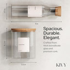 KIVY Glass Detergent Dispenser Container Set of 4 [INCL Labels] Large Glass jars for Laundry Room Organization Decor - Laundry soap dispenser for liquid detergent dispenser - Fabric softener dispenser