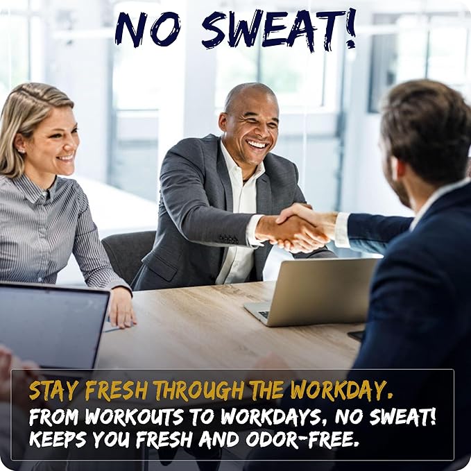 NO SWEAT! Ultra Long Lasting Sweat and Body Odor Protection, 98% Natural Ingredients, Hypoallergenic & Clinically Tested, Alcohol-Free & Fabric Safe, 20x Longer Duration, Created from Science (50mL)