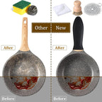 Patelai 7 Pieces Cast Iron Cleaner Set Include Stainless Steel Chainmail Scrubber with Bamboo Dish Scrub Brush Hot Handle Holder 2 Pan Grill Scrapers Kitchen Towel Wall Hook (Classic Color)