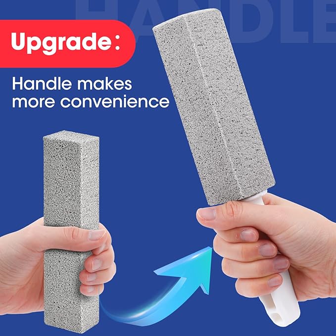 AZEN 10 Pack Pumice Stone for Cleaning, Pumie Scouring Stick with Handle, Pumice Stone Toilet Bowl Cleaner, Hard Water Stain Remover for Toilet, Bathroom, Kitchen Sink, Grill