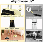 Broom and Dustpan Set House Brooms for Sweeping Indoor Collapsible Broom and Dust Pan Combo for Home Office Kitchen Lobby Floor Pet Hair (Small-Yellow)
