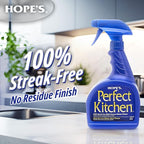 HOPE'S Perfect Kitchen Cleaner Spray - 32 Oz No-Residue All Purpose Cleaning Spray - Multisurface Degreaser for Counters, Stoves, Microwaves, and More - Pet and Home Safe - Pack of 12
