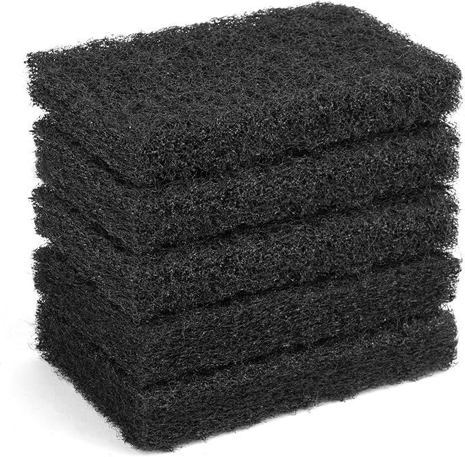 Heavy Duty Nylon Scour Pads Replacement Scrubber, Black 5 Pack 5.5 * 3.15 Inch