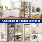 Adjustable 6-Tier Heavy Duty Wire Shelving Rack, 14" D x 24" W x 71" H Storage Shelves with Wheels, 750 lbs Capacity Rolling Metal Shelving for Garage, Pantry, Kitchen, Closet