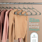 Sharpty Plastic Hangers Clothes Hangers for Clothing, Closet, Coats & Shirts - Notched, Durable, Thick, Tough & Space Saving - for Everyday Standard Use, Room Essentials & Basics - 50 Pack - Grey