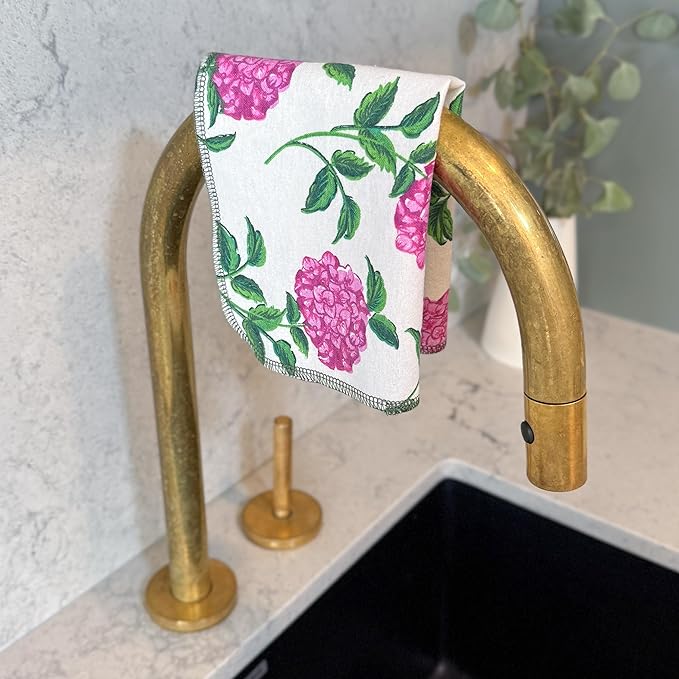 Reusable Paper Towels - 10 PACK - Roll of Washable Cotton Cloth Paper Towels - Paperless Reusable Napkins Cloth Washable - Absorbent + Long Lasting - Zero Waste Products - (Pink Hydrangea)