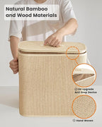 Bamboo Toilet Paper Storage Basket with Lid & Handle - 32L Large Capacity Handwoven Bathroom Organizer for 16 Rolls - Sturdy Stand Holder for Toilet Paper Organization, Light Natural