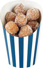 Restaurantware Bio Tek 12 Ounce French Fry Containers 100 Disposable Charcuterie Cups - Incline Design Round Striped Paper French Fry Cups Stackable For Waffles Chips or Popcorn